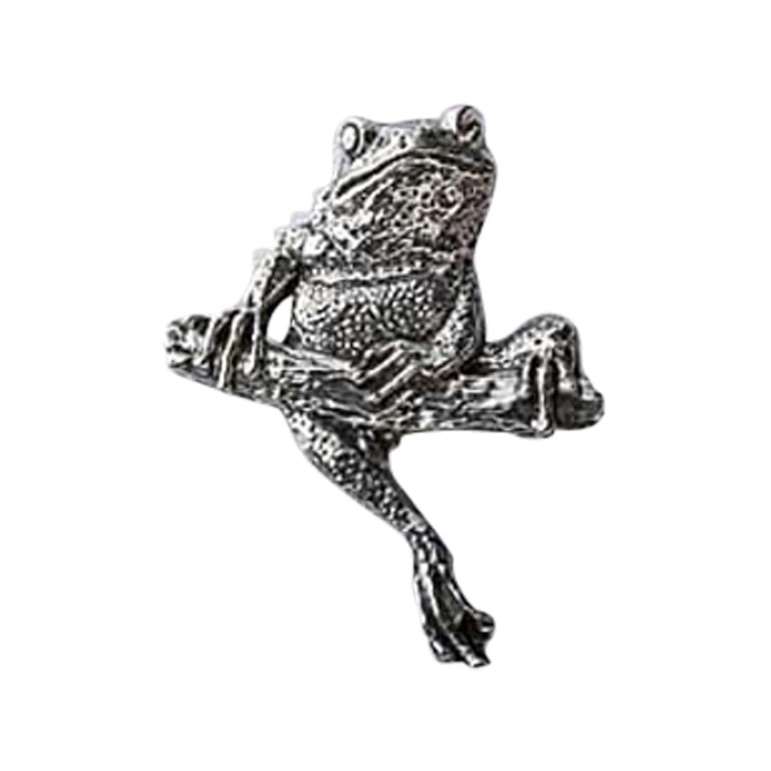 创意银色设计,青灰色 tree 青蛙 on branch 胸针胸针,仿古饰面, a064